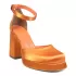 Оранжеви дамски сандали от сатен на висок ток с платформа 21569-5