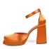 Оранжеви дамски сандали от сатен на висок ток с платформа 21569-5