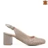 Дамски сандали на ток с красива перфорация в цвят визон 21575-5