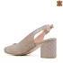 Дамски сандали на ток с красива перфорация в цвят визон 21575-5