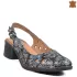 Дамски сандали от естествена кожа в черно-сребрист цвят 21607-1