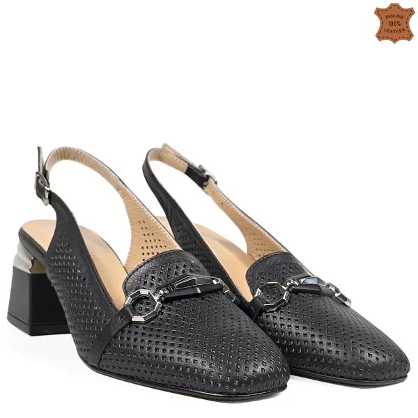 Черни елегантни дамски сандали с отворена пета 21612-1