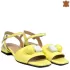 Жълти дамски елегантни сандали с удобен нисък ток ...
