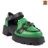 Дамски сандали тип лоуфъри в зелено от естествена кожа 21625-3