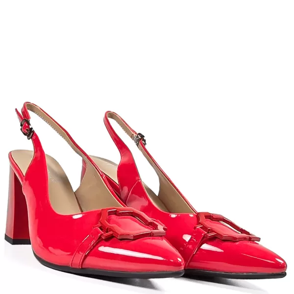 Лачени дамски елегантни сандали Eliza в червено 21691-5
