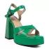 Дамски сандали Eliza в зелен цвят на ток с платформа 21706-2