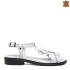 Ниски дамски кожени сандали в бял цвят 21734-1
