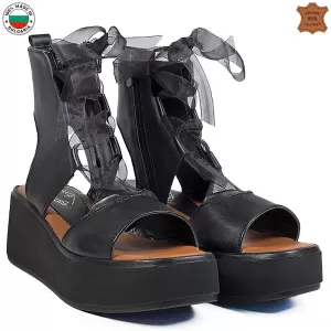 Модерни дамски български сандали в черен цвят 21745-3