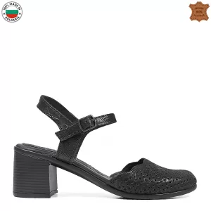Български дамски сандали в черно със затворени пръсти 21791-1