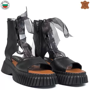 Ефектни български дамски сандали в черен цвят 21813-3