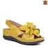 Жълти дамски сандали с голямо цвете на платформа 23993-4