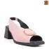 Розови дамски сандали от естествена кожа на среден ток 24194-2