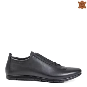 Кожени черни мъжки спортно елегантни обувки 12588-...