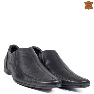 Черни кожени мъжки спортно елегантни обувки без връзки 13269-2