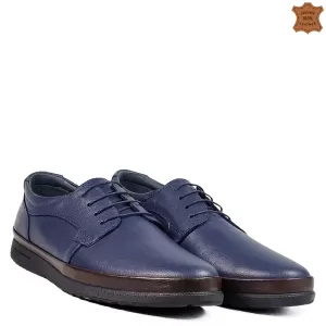 Ежедневни мъжки обувки с връзки в син цвят 13271-2