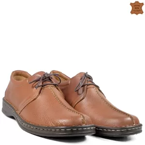 Мъжки ежедневни обувки от естествена кожа в кафяв цвят 13307-2