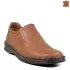 Ежедневни мъжки кожени обувки в кафяво с ластик 13309-2
