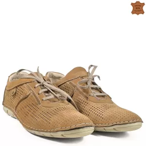 Мъжки ежедневни обувки от естествен набук в кафяво 13321-1
