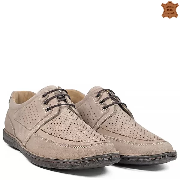 Мъжки летни обувки от естествен набук в цвят кум 13328-2