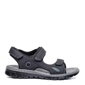 Черни мъжки сандали от еко кожа с велкро 14618-1