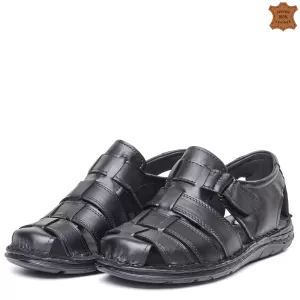 Черни мъжки ежедневни сандали от естествена кожа 14621-1