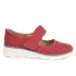 Червени пролетни дамски обувки на дупки с лепка