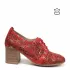 Червени летни дамски обувки с връзки на ток...