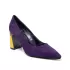 Лилави елегантни дамски обувки Eliza с цветен ток