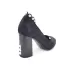 Черни дамски елегантни обувки на ток с перли и отворени пръсти