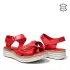 Равни червени дамски сандали с лепенка