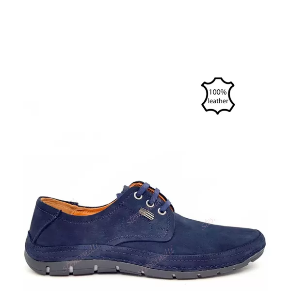 Сини ежедневни мъжки обувки от естествен набук