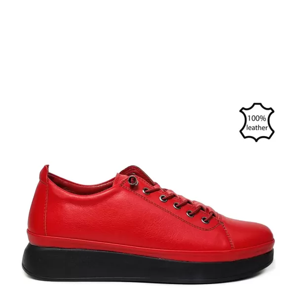 Червени дамски обувки с ластични връзки 21035-3