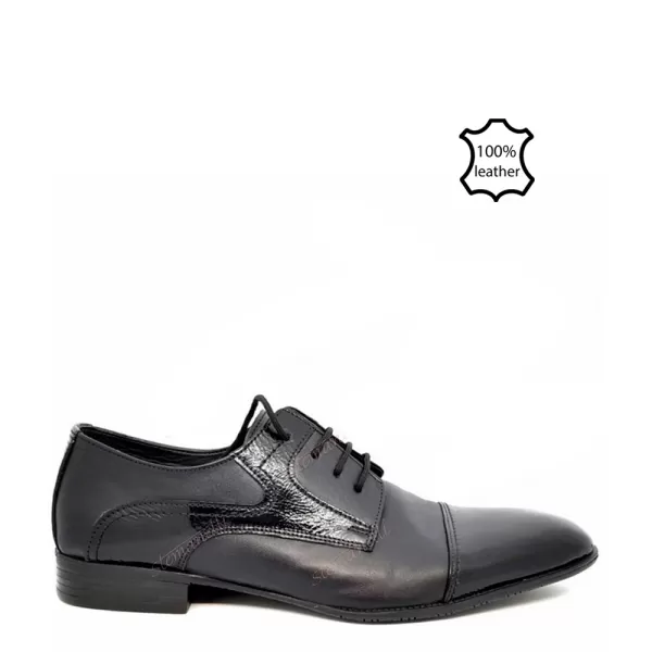 Черни елегантни мъжки обувки от естествена кожа и лак