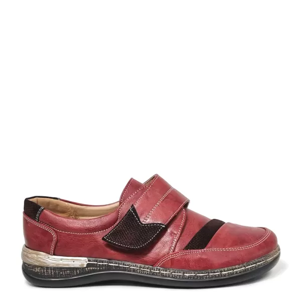 Равни червени дамски ежедневни обувки с лепка