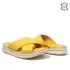 Дамски чехли от естествена кожа в жълт цвят