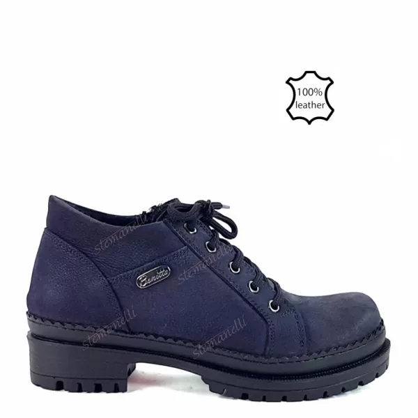Сини дамски обувки тип кларк от естествен набук 27476-1