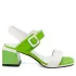 Дамски сандали Елиза с модерен ток в зелено и бяло