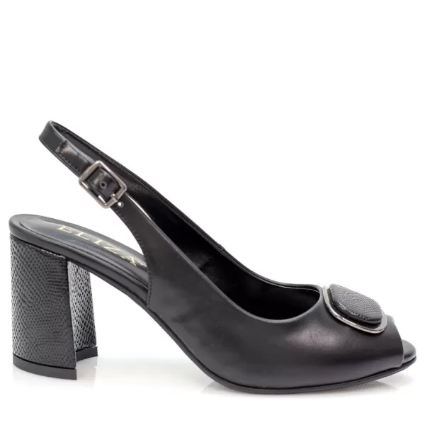 Дамски елегантни сандали Елиза с ток в черен цвят