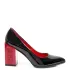 Черни лачени дамски обувки Eliza с червен ток...