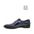 Сини мъжки официални обувки в съчетание от кожа и лак