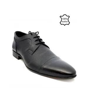 Черни мъжки елегантни обувки с декоративна щампа...