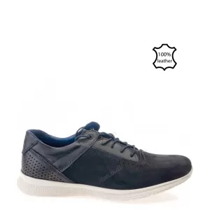Сини мъжки спортни обувки от естествен набук 13080...