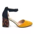 Жълти дамски елегантни сандали на ток Елиза с животински мотиви