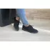 Черни дамски обувки на нисък ток от еко велур