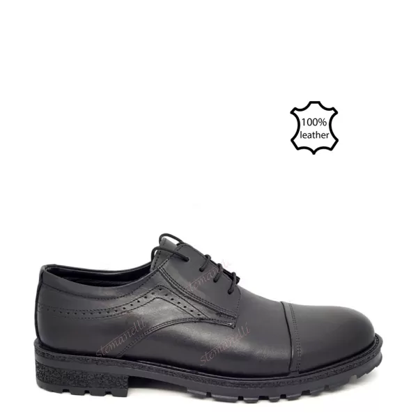 Качествени черни мъжки обувки от естествена кожа