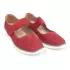 Червени пролетни дамски обувки на дупки с лепка