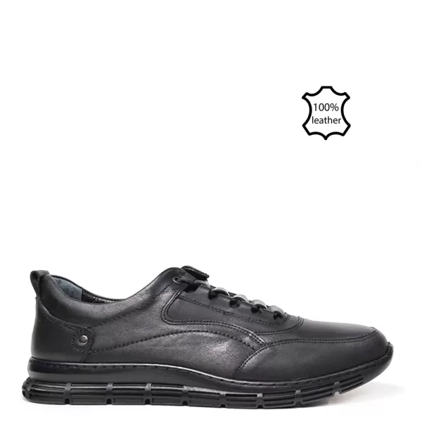 Мъжки черни обувки от естествена кожа 13164-1