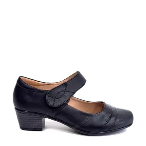 Черни дамски обувки с велкро на нисък ток...