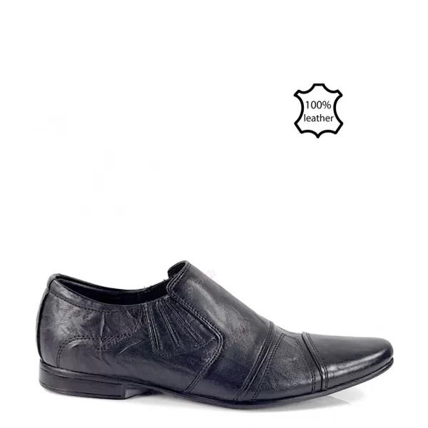 Стилни официални черни мъжки обувки от естествена кожа