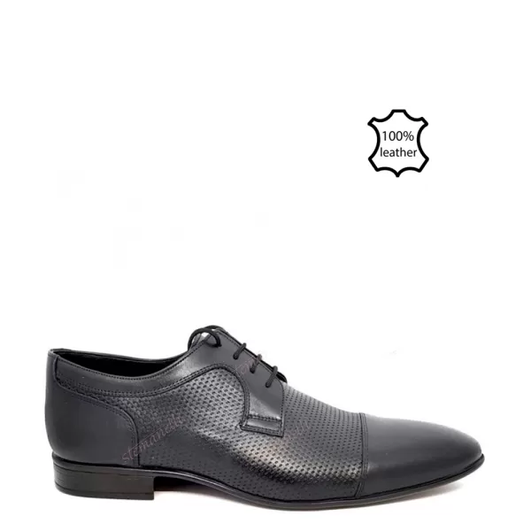 Черни мъжки елегантни обувки с декоративна щампа
